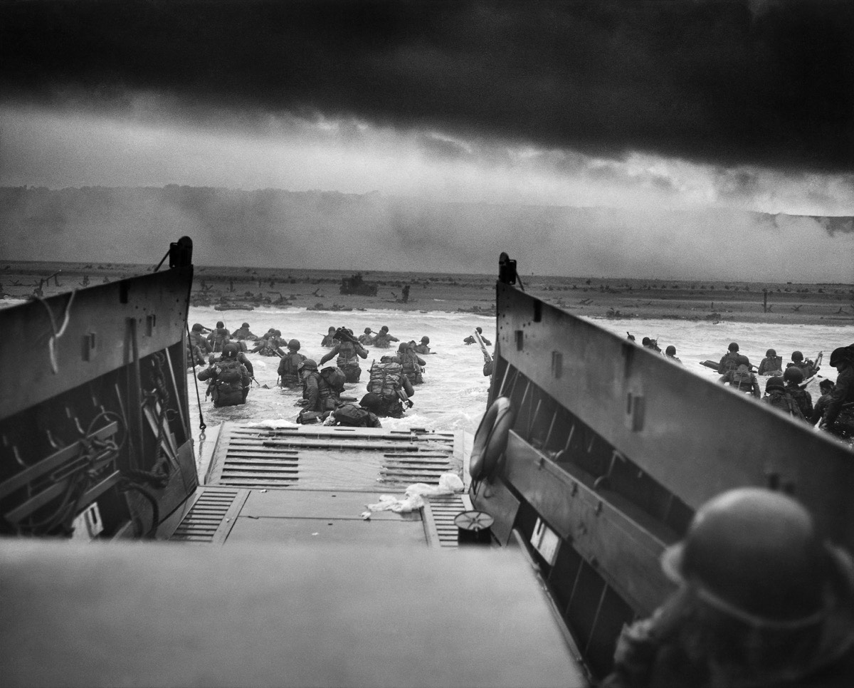 Allied forces landing on the beaches of Normandy on D-Day, 6 June 1944