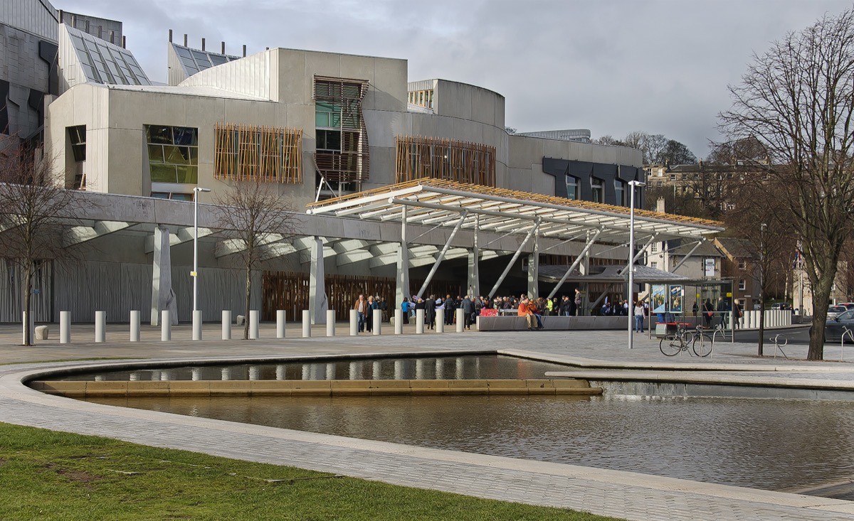 The Scottish Parliament building in Holyrood, Edinburgh